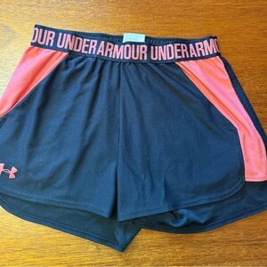 Under Armour Women's Athletic Shorts in Black and Coral